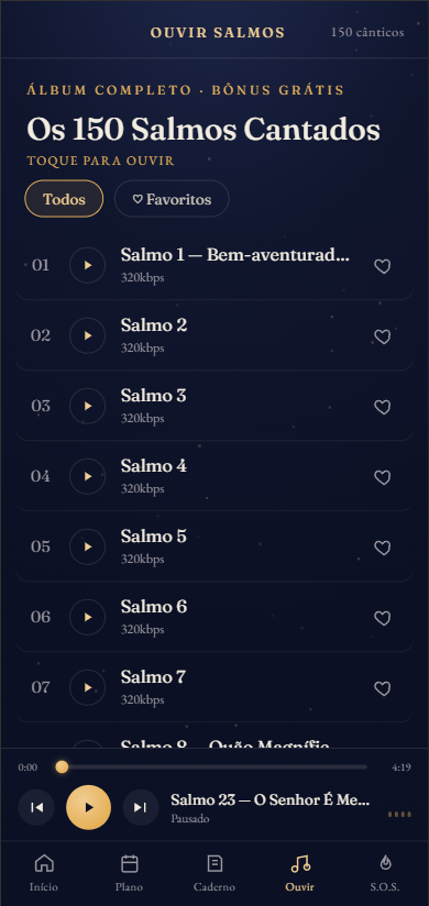 Os 150 Salmos cantados para ouvir e favoritar no app